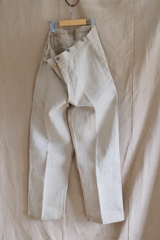 40s フランス軍 サイドライン リネンパンツ HBT 40s フランス軍 サイドライン リネンパンツ HBT MILITARY 実物 新品