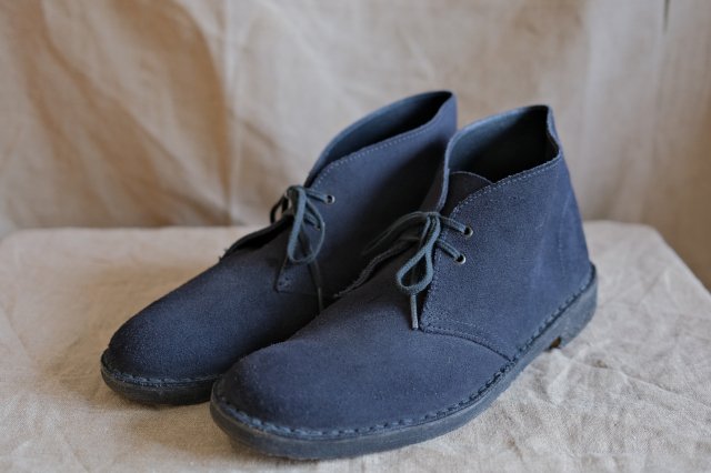 Clarks Desert Boot Made in England Navy Good Condition Size 8 - jam-clothing