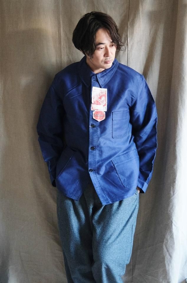 ジャケット・アウター 50~60s French Blue Moleskin Jacket 60's French Blue Moleskin Jacket Deadstock Big Size - jam