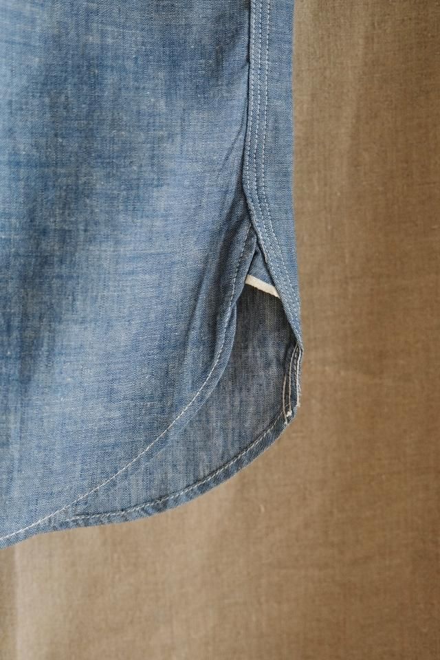 40'sビンテージSEAL OF SERVICEガチャポケHBTシャツ★後付け Lot No. SC29385 / FICTION ROMANCE 7.2oz. INDIGO STRIPE WORK SHIRT