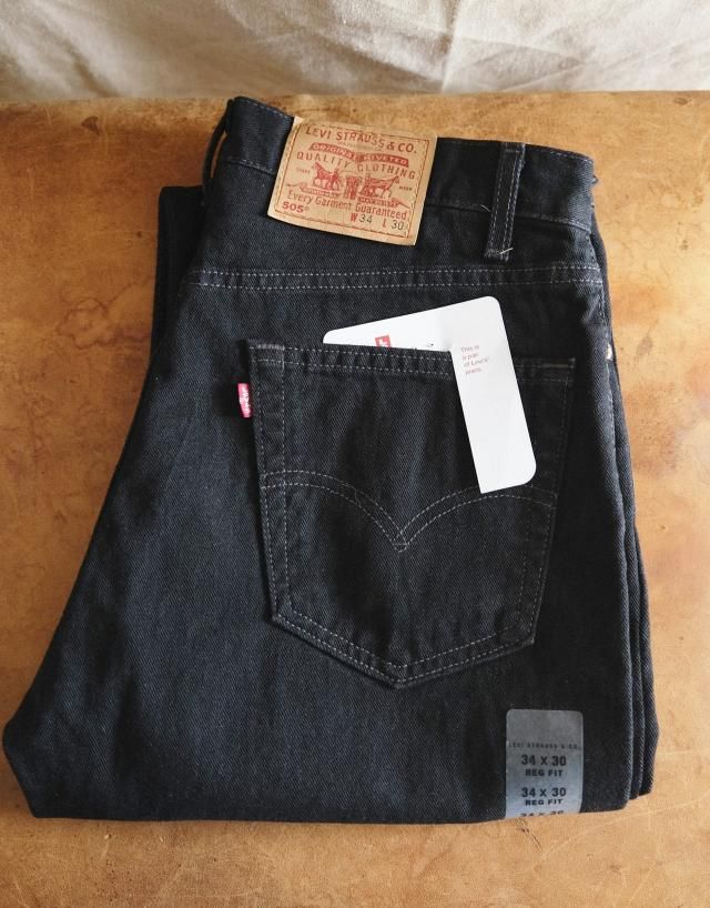 ★ デッドストック 90s リーバイス505 ブラック　デニムW34 L30 黒 Levi's - タグ付き 新品 デッドストック 90s USA製 Levis 505