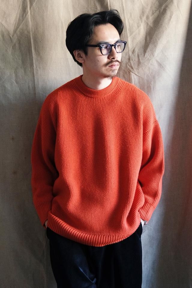 THE DAY LOW GAUGE MERINO CREWNECK KNIT Orange - jam-clothing THE DAY LOW GAUGE MERINO CREWNECK KNIT Orange - jam-clothing