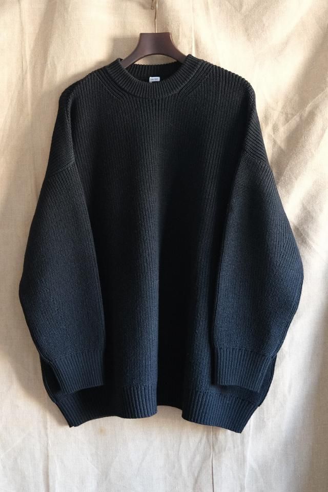 THE DAY LOW GAUGE MERINO CREWNECK KNIT Black - jam-clothing