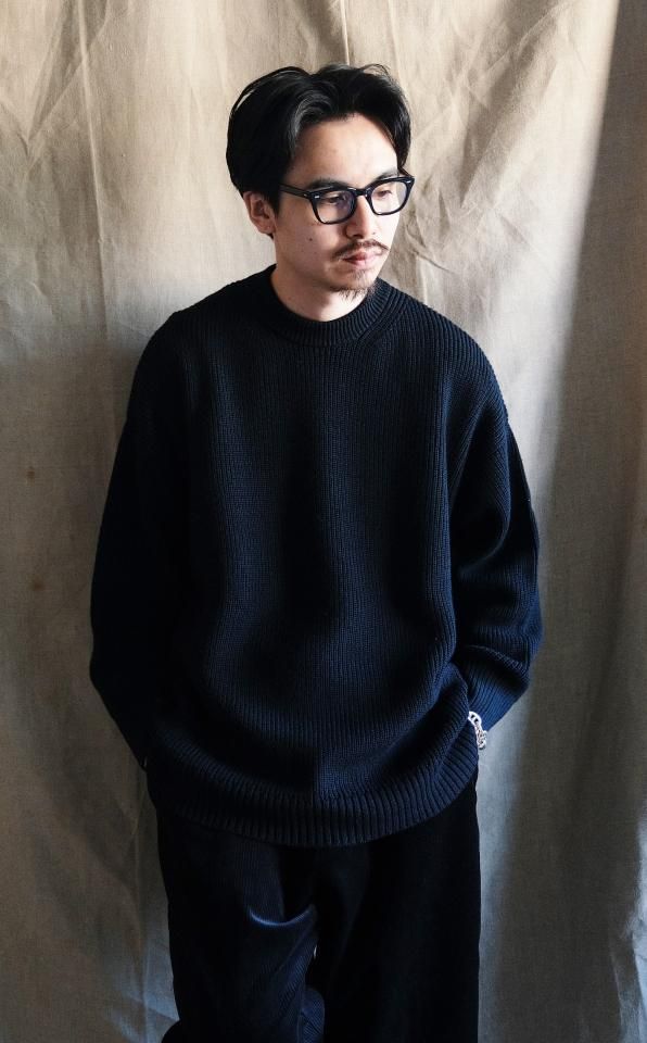 THE DAY LOW GAUGE MERINO CREWNECK KNIT Black - jam-clothing