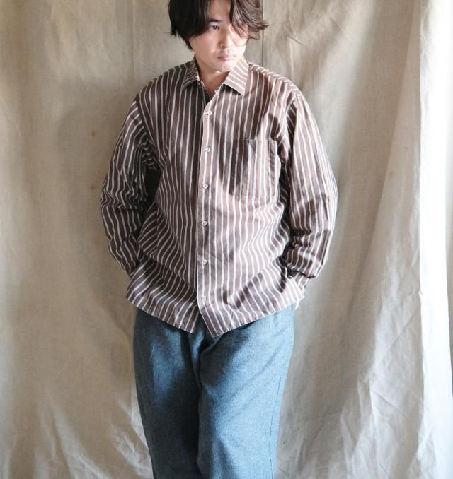 OLD Marimekko Jokapoika Stripe Shirts Brown × Gray - jam OLD Marimekko Jokapoika Stripe Shirts Brown × Gray - jam