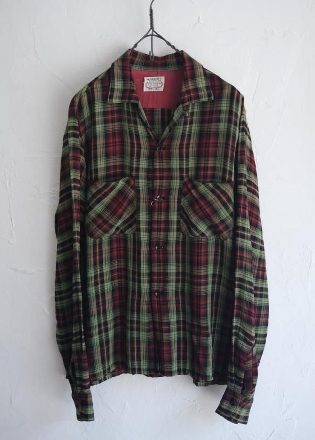ARROW 60's shadow check shirt Vintage 60s Rayon Shadow Check Shirt