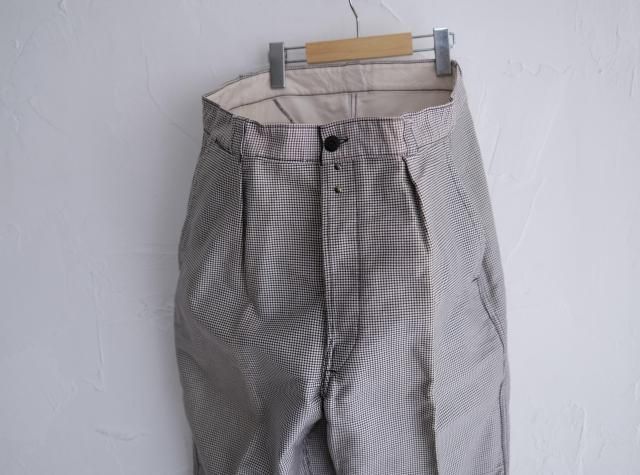 50's French Print Check Moleskin Pants タック入り W34 - jam