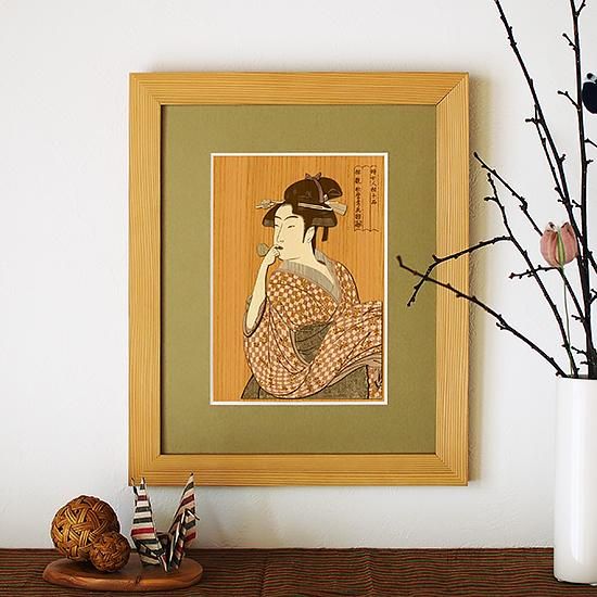 手作り油絵 木額縁入り 少女 絵画