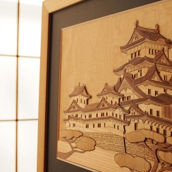 木はり絵キット「日本」＆天然杉の額縁 セット - 木製切り絵