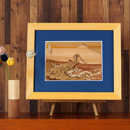 木はり絵アート「甲州石班沢」（額縁入り完成品） - 木製切り絵アート・木はり絵手づくりキット きのわ オンラインショップ