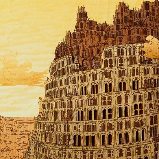 木はり絵手作りキット「バベルの塔Ⅱ」 - 木はり絵手づくり