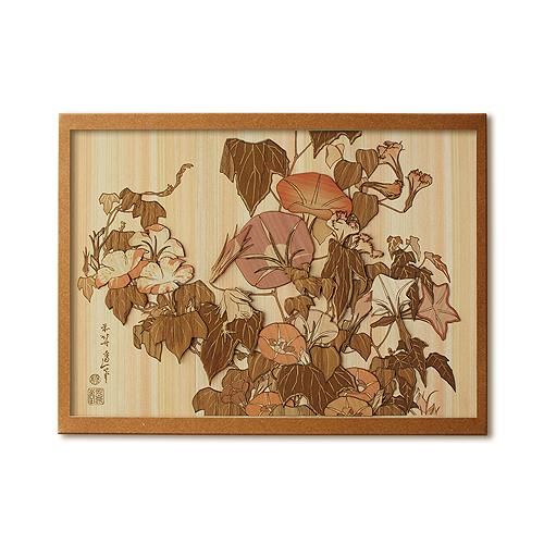 木はり絵手作りキット 朝顔に雨蛙 木製切り絵アート 木はり絵手づくりキット きのわ オンラインショップ