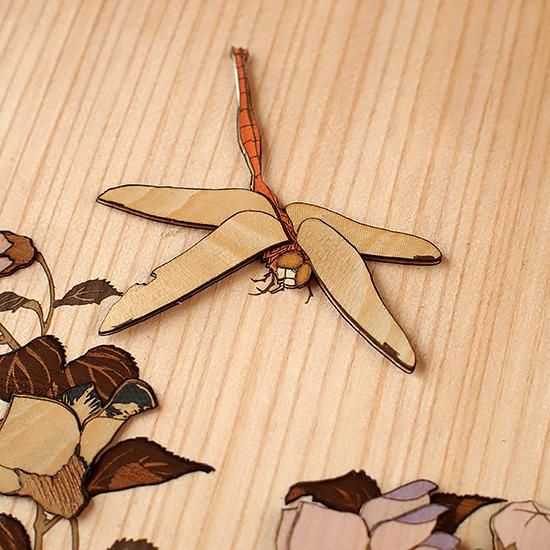 アクリルアート「赤い江戸切子と桔梗、撫子」１点物、手描き、真筆。 アクリルアート「赤い江戸切子と桔梗、撫子」1点物、手描き