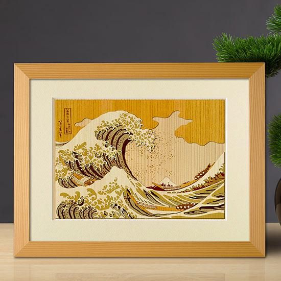 木はり絵手作りキット「神奈川沖浪裏」 - 木製切り絵アート・木はり絵