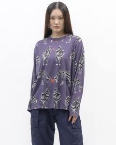 LOVE ZEBRA PRINT LOOSE LONG SLEEVE TEE ラブゼブラ プリント ルーズ 長袖Tシャツ BOHEMIANS ボヘミアンズ 日本製 ラブゼブラ（LOVE ZEBRA） スムースコットンルーズTシャツ（長袖