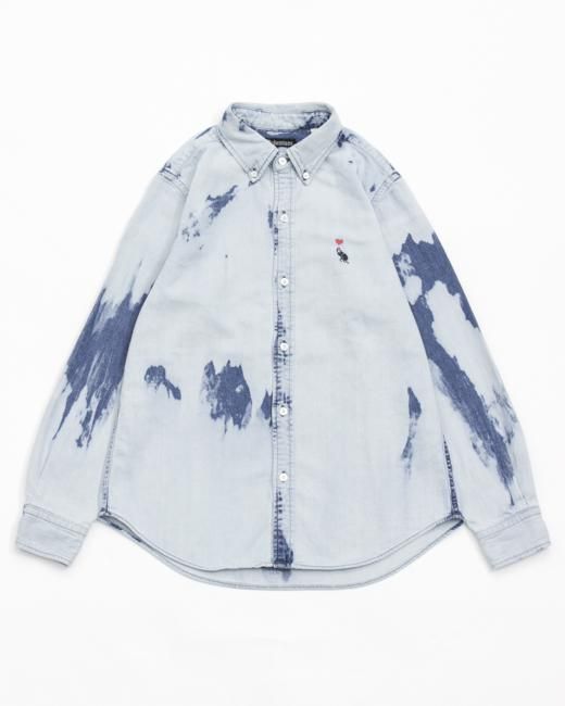 【美品】NEIGHBORHOOD デニム長袖シャツ　XL タイダイ染め 美品】NEIGHBORHOOD デニム長袖シャツ XL タイダイ染め 美品