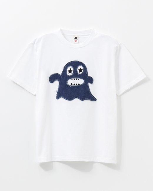 ボギー（プリント）デニムパッチワークTシャツ（半袖）