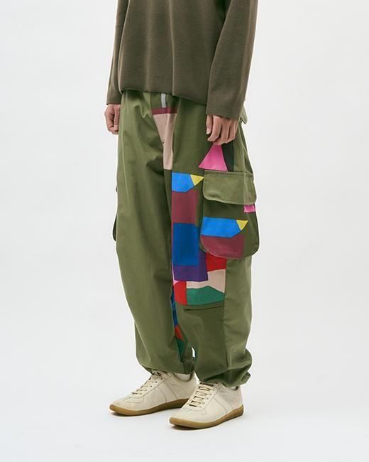 トーキングアバウトアブストラクション フェイクレイヤード カーゴパンツ リネン トーキングアバウトアブストラクション フェイクレイヤード