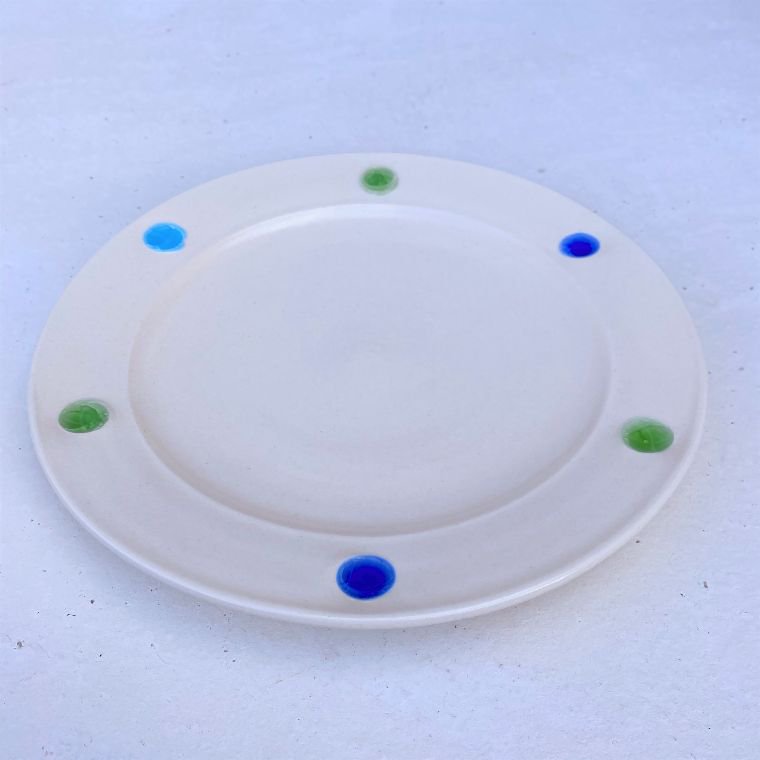 「夢かふう」やちむんと琉球ガラスのプレート 皿 器-5 白色