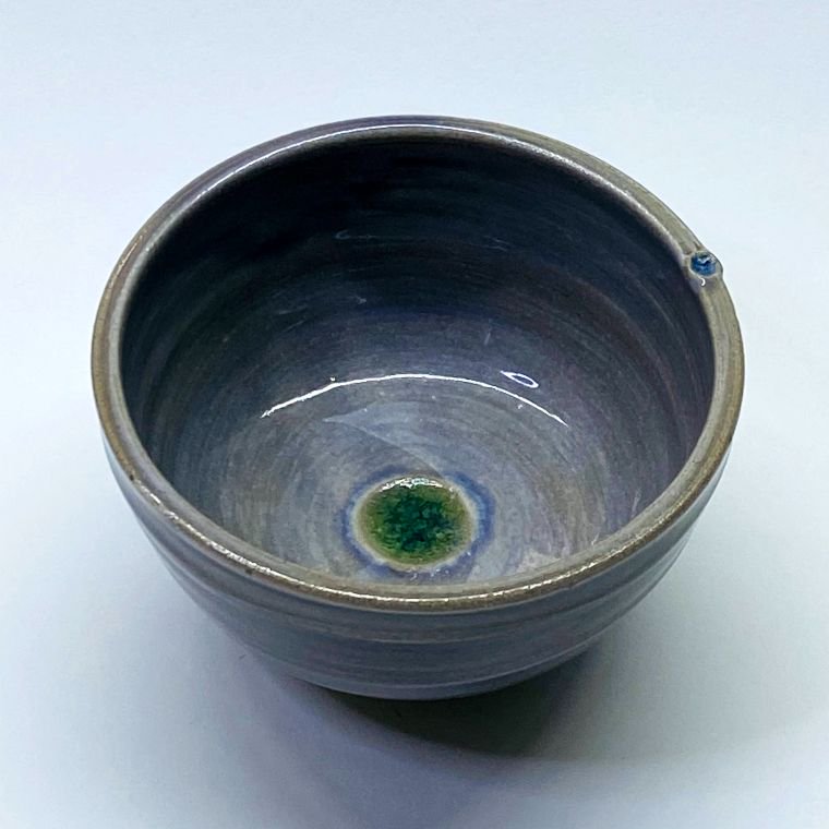 夢かふう 陶器と琉球ガラスのボウル カフェボウル 薄紫色1