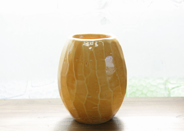 花瓶 陶器の花器 一輪挿し NO−5 オレンジ色