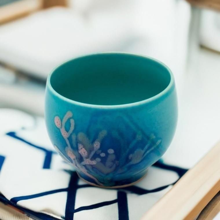 やちむんギフト 珊瑚の器 酒器 食前酒の杯 汲み出し 藍色