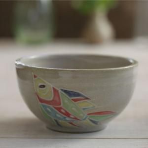 やちむん 民藝 壺屋焼 陶藝玉城5寸マカイ(お茶碗) 幾何格子点打