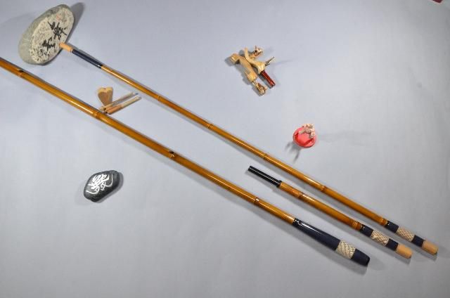 光竹」短竿用竿掛け・玉の柄セット・青 - 土方釣り具