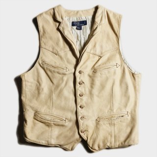 LEATHER LAPEL VEST(L)