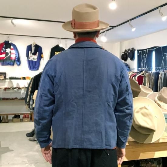 20年代 インディゴリネン フルオープンタイプビヨード 20s France Antique Indigo linen Biaude (Fullop