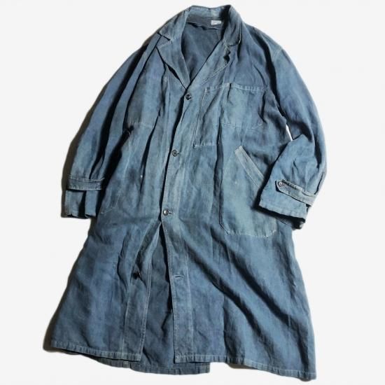 専用出品　1920's indigo linen maquigon coat