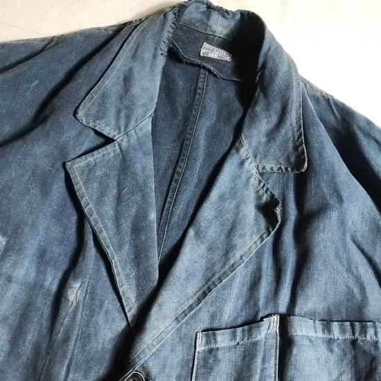 専用出品　1920's indigo linen maquigon coat