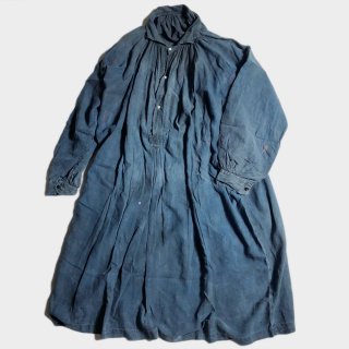 1900's INDIGO LINEN BIAUDE SMOCK