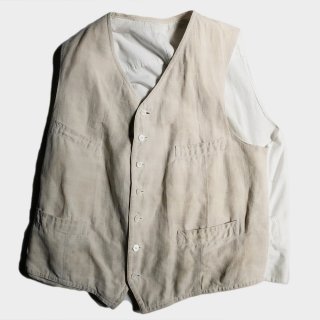 30's FRENCH LINEN WORK VEST