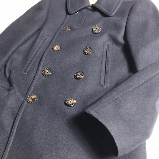 RRL 10BUTTON 13STAR WOOL P-COAT XS Navy Double RL Melton