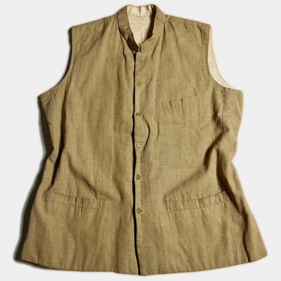 40's FRENCH C. LINEN FARMERS VEST, THE FIFTH STREET MARKET