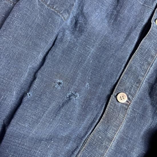 20年代 インディゴリネン フルオープンタイプビヨード 20s France Antique Indigo linen Biaude (Fullop