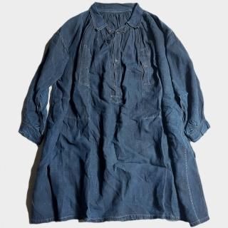 20's F.INDIGO LINEN BIAUDE SMOCK