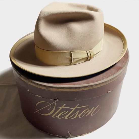 【美品】ORDER MADE WHIPPET HAT ベージュ 60-61CM ビンテージ40's○Royal Stetson Whippetフェドラハットベージュ