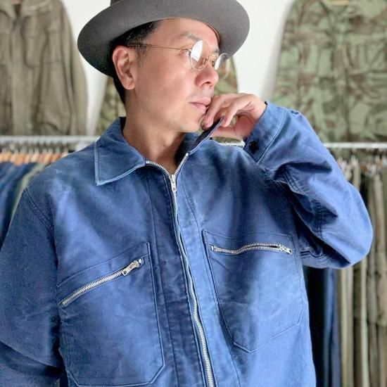 【美品】30's Blue Moleskin Jacket Bleu de chauffe Moleskin Women's Work Jacket Blue