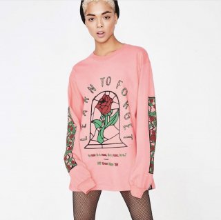 Stained Roses L/S Shirt/PINK