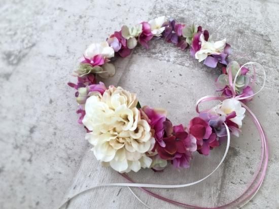 パープルピンクの花冠 リストレット2点セット アヴェック ラ フルール パープルピンクの花冠 リストレット2点セット アヴェック ラ フルール