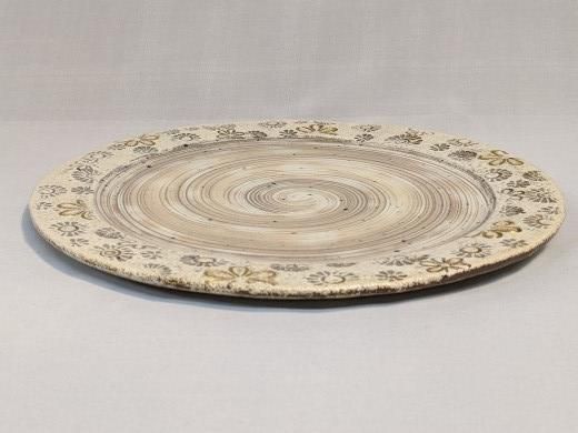 スポード 豪華金彩 ・ 草花・プレート 20cm・ （銀彩 草花