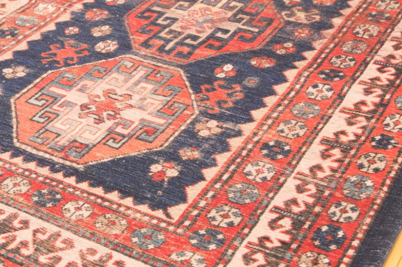 イタリア製ペルシャ絨毯風デジタルプリントラグ　オリエンテ　ブルー＜KAZAKI＞ - ソファーカバーなら、有限会社ベイスコーポレーション！