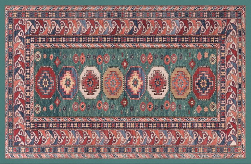 イタリア製ペルシャ絨毯風デジタルプリントラグ オリエンテ グリーン ...