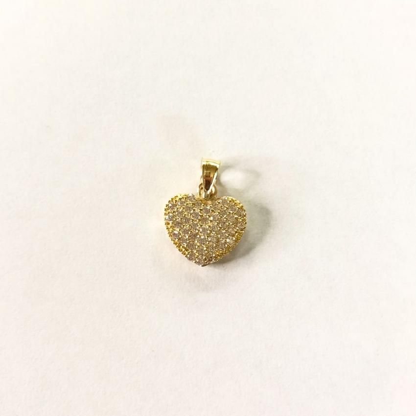 10K Yellow Gold ジルコニアハートチャーム｜海外セレブ