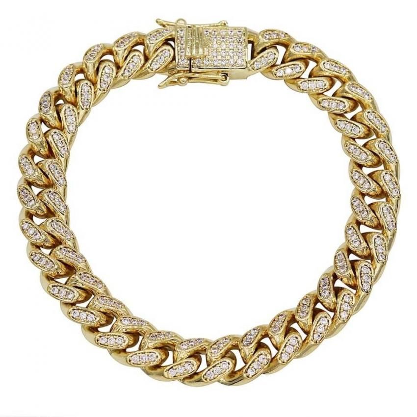 即日発送】Gold Plated Iced Outマイアミキューバンチェーン|海外