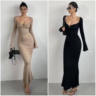 ui no! ベロア　ワンショルダードレス 予約商品】 ベロアワンショルダースリットドレス｜海外セレブ