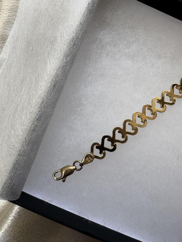 10K Yellow Gold ダイカットハートブレスレット