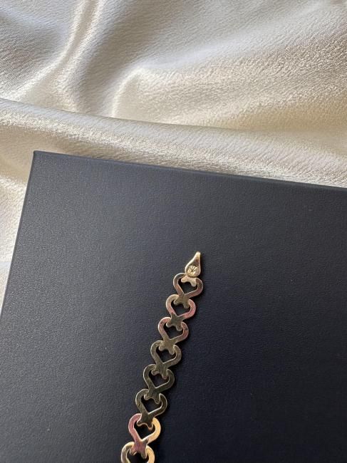 10K Yellow Gold ダイカットハートブレスレット